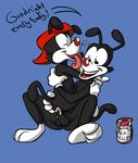  anal_penetration animaniacs balls brothers cowgirl_position cub duo erection gay hat incest licking male nude on_top penetration penis plain_background sex sibling straddling therabbitd tongue wakko_warner yakko_warner young 