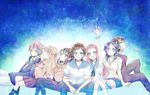  4girls aina_(apatheia) arm_up black_hair blue_eyes blue_hair brown_eyes brown_hair dress hiradaira_chisaki hisanuma_sayu isaki_kaname kihara_tsumugu long_hair mukaido_manaka multiple_boys multiple_girls nagi_no_asukara sailor_dress sakishima_hikari school_uniform serafuku shiodome_miuna short_hair 