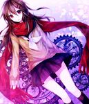  :o bad_id bad_pixiv_id black_hair black_skirt chocoan dutch_angle hair_ornament hairclip kagerou_project long_hair long_sleeves looking_at_viewer neckerchief open_mouth parted_lips red_eyes red_scarf scarf skirt solo standing sweater tateyama_ayano 