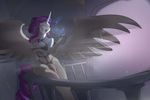  2014 anthro anthrofied big_breasts breasts dickgirl equine eyes_closed friendship_is_magic fur hair horn horse intersex magic mammal musical_note my_little_pony noben open_mouth penis pony purple_hair rarity_(mlp) solo white_fur winged_unicorn wings 