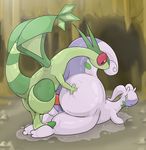  butt butt_grab chubby commoddity duo female feral feral_on_feral flygon from_behind goodra green_body looking_back lying male nintendo on_front penetration penis pok&#233;mon pok&eacute;mon raised_tail sex standing straight vaginal vaginal_penetration video_games wide_hips wings 