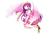  1girl crown dress feathered_wings gloves long_hair looking_at_viewer megarexetera multicolored_hair my_little_pony my_little_pony_friendship_is_magic personification pink_dress pink_gloves princess_mi_amore_cadenza purple_eyes rex_k shoe_dangle shoes smile solo strapless_dress white_background wings 