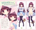  bag bangs bare_shoulders blunt_bangs bow bow_bra bow_panties bra bra_lift breasts breasts_apart brown_eyes brown_hair censored character_name character_profile choker cleavage close-up dakimakura detached_sleeves dress finger_to_chin frilled_bra frilled_dress frilled_legwear frilled_panties frills full_body groin hair_ornament handbag heart heart_pillow hime_cut kimishima_ao knees_together_feet_apart long_hair long_sleeves looking_at_viewer lowleg lowleg_panties lying multiple_views navel on_back original panties panty_pull paper parted_lips partially_undressed photo_(object) pillow pink_background pink_bra pink_panties ribbon_choker sample school_uniform shiny shiny_hair sleeves_past_wrists small_breasts strap_slip striped striped_legwear stuffed_animal stuffed_toy teddy_bear text_focus thighhighs translation_request unbuttoned underwear 