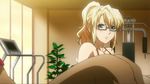  2girls angry animated animated_gif blonde_hair blue_eyes blush bouncing_breasts breasts exercise freezing_(series) glasses large_breasts multiple_girls rana_linchen satellizer_el_bridget situp 