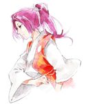  faux_traditional_media from_side japanese_clothes kataginu kimono long_hair meira ponytail purple_eyes purple_hair smkd2 solo touhou traditional_media watercolor_(medium) 