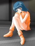  bad_id bad_pixiv_id blue_eyes blue_hair boots dress fa_yuiry gloves gundam panties pantyshot pantyshot_(sitting) short_dress short_hair sitting smile solo underwear zeta_gundam zummy 