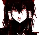  bad_id bad_pixiv_id bow face glaring hair_bow hair_tubes hakurei_reimu monochrome red red_eyes serious solo touhou un-known_(ninesix) 