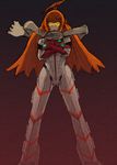  ahoge bad_id bad_pixiv_id bodysuit buster_machine_7 crossed_arms gunbuster_pose highres long_hair namakera nono_(top_wo_nerae_2!) orange_hair scarf solo sunglasses top_wo_nerae_2! white_bodysuit 