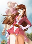  70s aphrodai_a bad_id bad_pixiv_id bangs belt blunt_bangs brown_eyes brown_hair cameltoe dress gloves headband long_hair mazinger_z mecha oldschool panties pantyshot pink_panties short_dress super_robot underwear unzipped upskirt yumi_sayaka zummy 