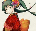  bad_id bad_pixiv_id flower hatsune_miku japanese_clothes kimono kotokoto_(vibgyor) long_hair solo twintails vocaloid 
