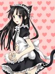  akiyama_mio alternate_costume animal_ears bangs black_hair blue_eyes blunt_bangs blush cat_ears enmaided erzihua_guimao garters heart heart_hands k-on! kemonomimi_mode lingerie maid maid_headdress moe_moe_kyun! petticoat smile solo tail thighhighs underwear zettai_ryouiki 