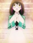  glasses green_eyes green_hair highres long_hair mahouka_koukou_no_rettousei screencap shibata_mizuki solo 