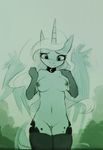  anthro anthrofied areola blush breasts cutie_mark equine female friendship_is_magic fur gloves hair horn horse legwear long_hair mammal my_little_pony nipples nude pony princess_luna_(mlp) pussy solo stockings thigh_gap thigh_highs winged_unicorn wings worried zero-sum 