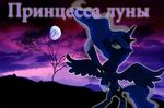  blue_fur blue_hair blumagpie crown cutie_mark equine feathers female friendship_is_magic fur hair hooves horn horse mammal moon my_little_pony on_hind_legs pony princess_luna_(mlp) purple_sky russian solo tree winged_unicorn wings 