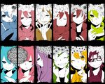  6+girls amamiya_hibiya asahina_hiyori closed_eyes ene_(kagerou_project) facial_mark flower glasses hood hoodie kagerou_project kano_shuuya kido_tsubomi kisaragi_momo kisaragi_shintarou konoha_(kagerou_project) kozakura_marry long_hair looking_at_viewer multiple_boys multiple_girls one_eye_closed ponita profile seto_kousuke short_hair smile tateyama_ayano tateyama_kenjirou 