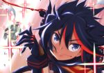  black_hair blue_eyes da-mii kill_la_kill matoi_ryuuko multicolored_hair red_hair scissor_blade senketsu short_hair solo two-tone_hair 