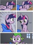  2014 ? absurd_res blanket book comic dragon equine eyes_closed female friendship_is_magic fur hair hi_res horn horse male mammal my_little_pony open_mouth pony princess purple_fur purple_hair redapropos royalty sleeping smile spike_(mlp) twilight_sparkle_(mlp) wake winged_unicorn wings 
