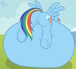  anus belly_expansion blue_fur blyzzarde butt cutie_mark equine female friendship_is_magic fur horse inflation mammal my_little_pony orange_fur pegasus pony pussy rainbow_dash_(mlp) solo wings 