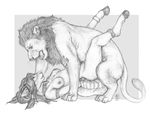  alterise anthro anthro_on_feral bestiality breasts caprine collar eyes_closed feline female feral hooves interspecies legs_up lion lying male mammal missionary_position moan nipples nude on_back open_mouth penetration pillow plain_background predator/prey_relations sex sheep straight tanuki_(artist) teeth 