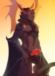  anthro bat black_skin demon erection front horn humanoid_penis male mammal muscles nipples nude patto pecs penis precum realistic_wings solo standing wings 