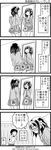  1girl blush comic dress greyscale highres kandanchi kyon mirror monochrome reflection suzumiya_haruhi suzumiya_haruhi_no_yuuutsu translated 