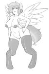  anthro anthrofied breasts equine eyelashes eyes_closed female friendship_is_magic greyscale hair legwear mammal miketheuser monochrome my_little_pony nipples pegasus pussy rainbow_dash_(mlp) solo thigh_highs wings 