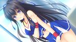  black_hair blue_eyes cheerleader fujigasaki_mea game_cg long_hair navel navel_honeybell sora_tobu_hitsuji_to_manatsu_no_hana tanihara_natsuki 