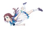  blue_eyes brown_hair dress long_hair ma-ri-n mukaido_manaka nagi_no_asukara sailor_dress school_uniform scrunchie serafuku 