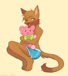  cat credits_(artist) cute feline girly liam male mammal one_eye_closed solo sweat_shorts teddy_bear tongue tongue_out wink 