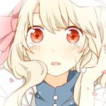  blonde_hair face hair_ribbon kagerou_project komine kozakura_marry long_hair looking_at_viewer red_eyes ribbon solo tears 