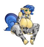  anthro big_breasts blue_hair blush breasts cowbell elbow_gloves equine eyelashes female gloves green_eyes hair hindpaw horse huge_breasts human_feet legwear mammal milky_way_(character) my_little_pony nail_polish nipples original_character paws plain_background plantigrade pony smile solo sweat toeless_socks toenail_polish toes two_tone_hair upright-infinity white_background 