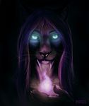  dark darksilver fangs feline female glowing glowing_eyes looking_at_viewer mammal solo 