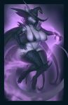  anthro big_breasts bikini black_hair breasts clothing curvaceous dragon female hair hat magic makeup nipple_bulge solo swimsuit taranima thick_thighs wide_hips witch_hat 