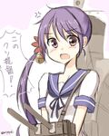  akebono_(kantai_collection) anger_vein bell comic flower hair_bell hair_flower hair_ornament jingle_bell kantai_collection long_hair lowres mashayuki open_mouth purple_eyes purple_hair school_uniform serafuku shitty_admiral_(phrase) side_ponytail solo translated twitter_username 
