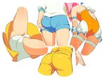  adjusting_clothes adjusting_shorts annotated arm_strap ass back battle_spirits blue_ribbon blue_shorts casual_one-piece_swimsuit character_request copyright_request cropped_legs crossover crotch dress flat_chest frilled_swimsuit frills from_behind from_side groin_tendon gym_shirt gym_shorts gym_uniform hair_ribbon happinesscharge_precure! head_out_of_frame leaning_forward legs_apart leotard leotard_under_clothes lower_body multiple_girls multiple_views om_(nk2007) one-piece_swimsuit oomori_yuuko orange_leotard orange_swimsuit overalls pantylines pink_hair pocket precure raira_april ribbon saikyou_ginga_ultimate_zero_~battle_spirits~ shiny shiny_clothes shirt short_dress short_hair short_shorts short_sleeves shorts sidelocks simple_background skin_tight sleeve_cuffs spread_legs standing swimsuit swimsuit_skirt thigh_strap thighs tight trefoil upside-down white_background white_leotard white_shirt yellow_dress 