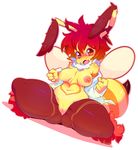  &lt;3 anhtro anthro arthropod bee bee_wings bizzle breasts female fur hair insect insect_wings insectoid looking_at_viewer mammal navel nipples orange_eyes pussy red_hair slugbox solo sugaryrainbow 