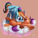  cloud cub cutie_mark duo equine female friendship_is_magic horse laugh lying mammal my_little_pony on_back pegasus pony rainbow_dash_(mlp) scootaloo_(mlp) smile tsitra360 wings young 