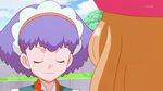  2girls animated animated_gif blue_eyes blue_hair blush brown_hair hat millefeui_(pokemon) multiple_girls pokemon pokemon_(anime) pokemon_(game) pokemon_xy red_eyes serena_(pokemon) 