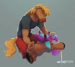  anthro avian blonde_hair clothing doll equine gryphon hair hooves horse male mammal shirt shorts solo stoopix toy 