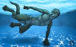  anthro balls bubble claws fur half-closed_eyes leaning looking_at_viewer male mammal mustelid nude otter sheath smile solo sunlight swimming swimming_pool tbolt tsaiwolf underwater water webbed_feet webbed_hands 