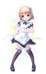  alternate_costume bad_id bad_pixiv_id brown_eyes brown_hair enmaided heart heart_hands highres hirasawa_yui k-on! maid moe_moe_kyun! short_hair taedu thighhighs 