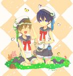  ^_^ bad_id bad_pixiv_id blue_eyes blue_hair brown_hair bug bunny butterfly child closed_eyes free! frog grass hat hat_ribbon head_wreath insect iwatobi-chan male_focus memeo_(candy_house) mole_(animal) multiple_boys nanase_haruka_(free!) open_mouth ribbon sailor sailor_hat seiza shorts sitting smile tachibana_makoto younger 