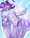  big_breasts breasts dragon female hair horn inverted_nipples looking_at_viewer muscles muscular_female nipples nude pussy scalie shiron_(artist) solo wide_hips 