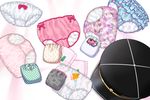  bow bow_panties clothes hat heart_panties heart_print highres lace-trimmed_panties no_humans ogata_zen panties polka_dot polka_dot_panties print_panties underwear 