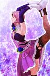  alisa_boskonovich closed_eyes flower gloves hair_flower hair_ornament lace lace-trimmed_thighhighs leg_lift multicolored_hair pink_hair popon_ta short_hair single_thighhigh solo stretch tekken thighhighs 