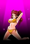  1girl bikini breasts kujikawa_rise large_breasts long_hair megami_tensei nipples persona persona_4 red_hair shadow_(persona) shadow_rise shin_megami_tensei solo swimsuit twintails yellow_bikini yellow_eyes 