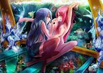  blue_hair breasts cherry_in_the_sun ice jewelry_bonney long_hair medium_breasts multiple_girls nipples nude one_piece pink_hair purple_eyes shorts spread_legs thighhighs topless whitey_bay yuri 