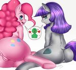  &lt;3 anthro anus blue_eyes blush butt cutie_mark duo equine eyelashes female friendship_is_magic fur grey_fur hair half-closed_eyes horse looking_at_viewer mammal maud_pie_(mlp) mingamia my_little_pony pink_fur pink_hair pink_tongue pinkie_pie_(mlp) plain_background pony purple_hair pussy sibling sisters take_your_pick white_background white_teeth 