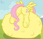  anus blyzzarde cutie_mark equine female fluttershy_(mlp) friendship_is_magic fur horse kicking mammal my_little_pony pegasus pony pregnant pussy solo wings yellow_fur 