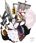  american_flag blonde_hair brooklyn_bridge empire_state_building flag gochou_(atemonai_heya) hat holding holding_umbrella looking_to_the_side mary_janes mob_cap new_york road_sign shoes sign smile solo stop_sign tabard touhou traffic_light umbrella yakumo_yukari yellow_eyes 